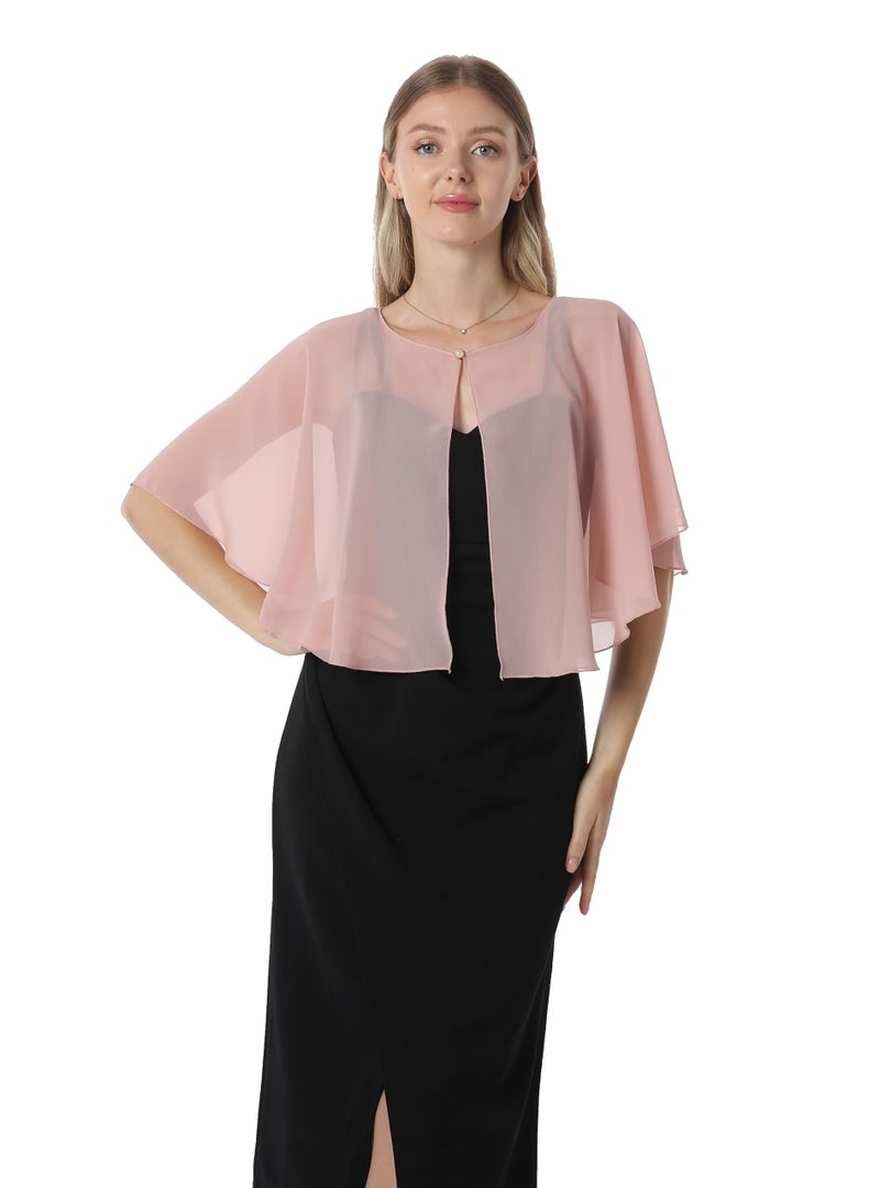 Hotshawl Chiffon Capelet Women's Soft capes Shawls and Wraps for Evening Dress Wedding Cape Cover Up (Blush) - Image 4